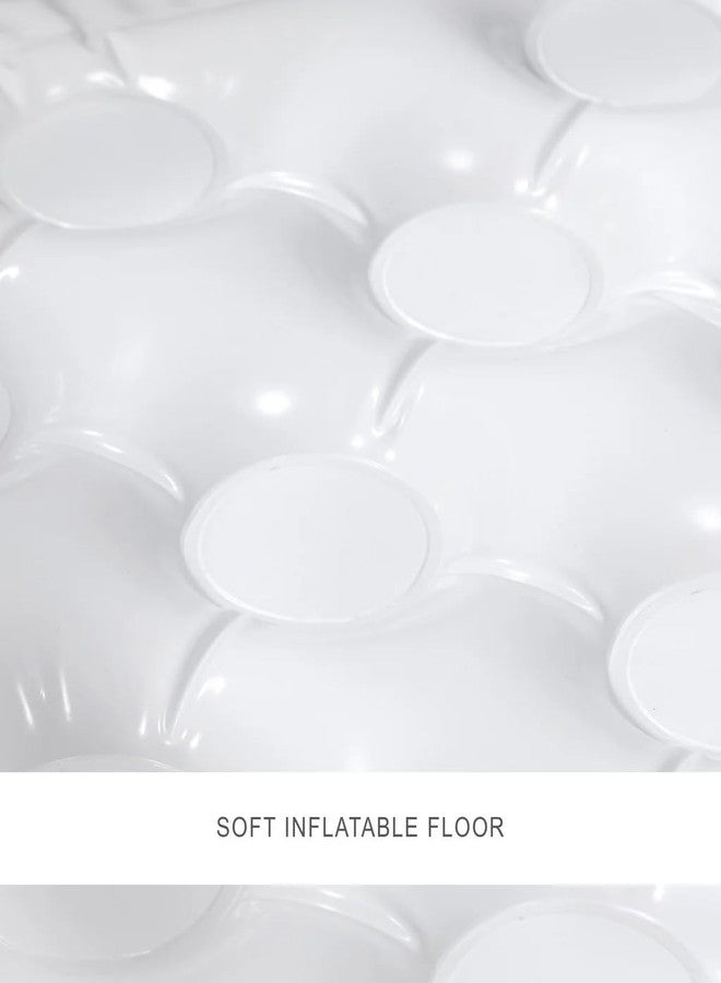 TRADY مسبح أطفال قابل للنفخ من TRADY، مربع الشكل - مسبح صغير محمول للأطفال مزود بقاعدة ناعمة مبطنة بالهواء، مصنوع من مادة PVC سميكة، سهل النفخ والتفريغ، للاستخدام الداخلي والخارجي للأطفال الرضع والصغار - Image 4